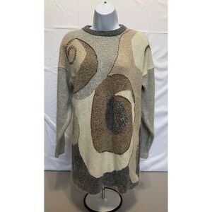 SEGUE VINTAGE SILK ANGORA AND LAMBSWOOL BLEND SWEATER WITH ABSTRACT SWIRL SIZE M